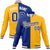 Custom Thunder-Blue White Yellow Bomber Full-Snap Varsity Letterman Split Fashion Jacket