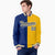 Custom Thunder-Blue White Yellow Bomber Full-Snap Varsity Letterman Split Fashion Jacket