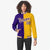 Custom Purple White Yellow Bomber Full-Snap Varsity Letterman Split Fashion Jacket