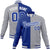 Custom Thunder-Blue White Gray Bomber Full-Snap Varsity Letterman Split Fashion Jacket