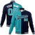 Custom Aqua White Navy Bomber Full-Snap Varsity Letterman Split Fashion Jacket