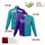 Custom Purple White Aqua Bomber Full-Snap Varsity Letterman Split Fashion Jacket