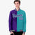 Custom Purple White Aqua Bomber Full-Snap Varsity Letterman Split Fashion Jacket