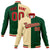 Custom Cream Red Kelly-Green Bomber Full-Snap Varsity Letterman Split Fashion Jacket