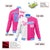 Custom White Pink Ligth-Blue Bomber Full-Snap Varsity Letterman Split Fashion Jacket