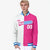 Custom White Pink Ligth-Blue Bomber Full-Snap Varsity Letterman Split Fashion Jacket