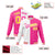 Custom White Pink Gold Bomber Full-Snap Varsity Letterman Split Fashion Jacket