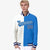 Custom White Sky-Blue Blue Bomber Full-Snap Varsity Letterman Split Fashion Jacket