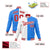 Custom White Sky-Blue Red Bomber Full-Snap Varsity Letterman Split Fashion Jacket