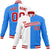 Custom White Sky-Blue Red Bomber Full-Snap Varsity Letterman Split Fashion Jacket