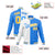 Custom White Sky-Blue Gold Bomber Full-Snap Varsity Letterman Split Fashion Jacket