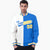 Custom White Sky-Blue Gold Bomber Full-Snap Varsity Letterman Split Fashion Jacket