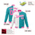 Custom White Aqua Pink Bomber Full-Snap Varsity Letterman Split Fashion Jacket