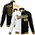 Custom White Black Gold Bomber Full-Snap Varsity Letterman Split Fashion Jacket