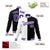 Custom White Black Purple Bomber Full-Snap Varsity Letterman Split Fashion Jacket