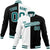 Custom White Black Aqua Bomber Full-Snap Varsity Letterman Split Fashion Jacket