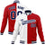 Custom White Red Purple Bomber Full-Snap Varsity Letterman Split Fashion Jacket