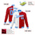 Custom White Red Light-Blue Bomber Full-Snap Varsity Letterman Split Fashion Jacket