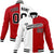 Custom White Red Black Bomber Full-Snap Varsity Letterman Split Fashion Jacket