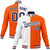 Custom White Orange Purple Bomber Full-Snap Varsity Letterman Split Fashion Jacket