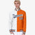 Custom White Orange Purple Bomber Full-Snap Varsity Letterman Split Fashion Jacket