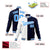 Custom White Navy Light-Blue Bomber Full-Snap Varsity Letterman Split Fashion Jacket