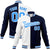 Custom White Navy Light-Blue Bomber Full-Snap Varsity Letterman Split Fashion Jacket