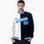 Custom White Navy Light-Blue Bomber Full-Snap Varsity Letterman Split Fashion Jacket