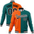 Custom Orange Aqua Black-White Bomber Full-Snap Varsity Letterman Split Fashion Jacket