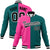 Custom Pink Aqua Black Bomber Full-Snap Varsity Letterman Split Fashion Jacket