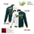 Custom White Midnight-Green Black Bomber Full-Snap Varsity Letterman Split Fashion Jacket