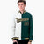 Custom White Midnight-Green Black Bomber Full-Snap Varsity Letterman Split Fashion Jacket