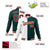 Custom White Midnight-Green Burgundy Bomber Full-Snap Varsity Letterman Split Fashion Jacket