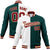 Custom White Midnight-Green Burgundy Bomber Full-Snap Varsity Letterman Split Fashion Jacket