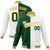 Custom Kelly Green White Gold Bomber Full-Snap Varsity Letterman Split Fashion Jacket