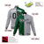 Custom Kelly Green Gray-Black Bomber Full-Snap Varsity Letterman Split Fashion Jacket