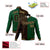 Custom Olive Kelly-Green Old-Gold Bomber Full-Snap Varsity Letterman Split Fashion Jacket