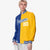 Custom Thunder-Blue Yellow White Bomber Full-Snap Varsity Letterman Split Fashion Jacket