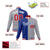 Custom Thunder-Blue Gray Red Bomber Full-Snap Varsity Letterman Split Fashion Jacket