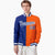 Custom Thunder-Blue Orange White Bomber Full-Snap Varsity Letterman Split Fashion Jacket