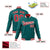 Custom Aqua- Red-White Bomber Full-Snap Varsity Letterman Jacket