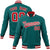 Custom Aqua- Red-White Bomber Full-Snap Varsity Letterman Jacket