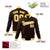 Custom Brown- Yellow-White Bomber Full-Snap Varsity Letterman Jacket