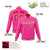 Custom Pink- Red-White Bomber Full-Snap Varsity Letterman Jacket