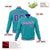 Custom Aqua- Purple-White Bomber Full-Snap Varsity Letterman Jacket