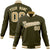 Custom Olive- Old Gold- White Bomber Full-Snap Varsity Letterman Jacket