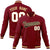 Custom Crimson-Khaki-White Bomber Full-Snap Varsity Letterman Jacket