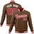 Custom Brown- Red-White Bomber Full-Snap Varsity Letterman Jacket