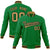 Custom Kelly Green- Old-Gold- Black Bomber Full-Snap Varsity Letterman Jacket