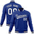 Custom Royal Blue- White-Black Bomber Full-Snap Varsity Letterman Jacket